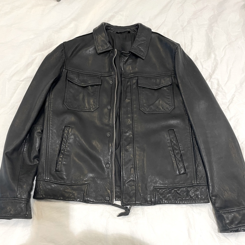 All Saints Black Leather Jacket, New